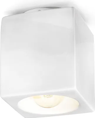 Produktbild von Deckenspot Aufputz Keramik E27 B: 12 cm Weiß quadratisch Modern Keramikleuchte