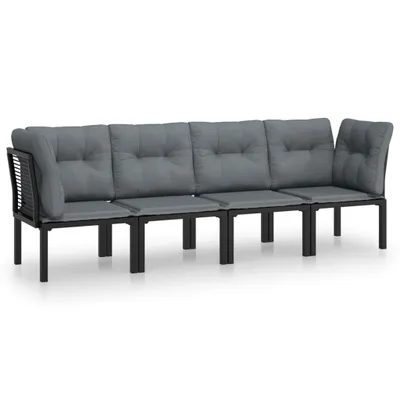 Produktbild von vidaXL 4-tlg. Garten-Lounge-Set Schwarz und Grau Poly Rattan