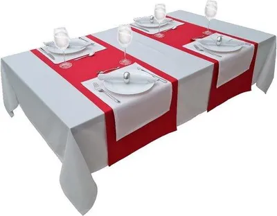 Productafbeelding van Famanu tafelkleed, 100% katoen - Rood, 40x180 cm