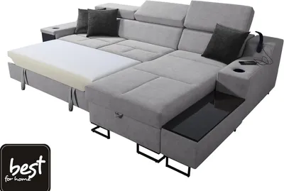 Produktbild von Das komfortable Ecksofa Aria I Maxi mit Schlaffunktion und praktischer Bettzeugablage - Ihr idealer Platz zum Entspannen!