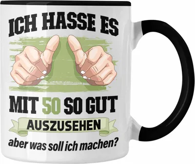 Produktbild von Trendation -  50. Geburtstag Tasse Frau Männer Geschenk 50er Geschenkidee 50 Mutter Vater Mann Frauen Lustig Geschenke Deko (Schwarz)