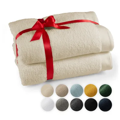 Produktbild von lumtal Premium 2-TLG. Saunatuch Set 80x200cm - Saunahandtuch  , 100% Baumwolle, Frottier XXL- Saunatücher, Extra Weich und Saugstark, Beige