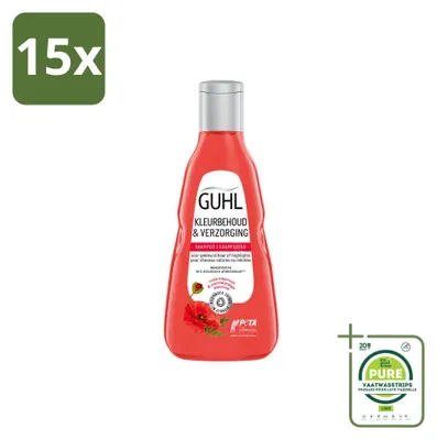 Productafbeelding van 15 x Guhl Kleurbehoudende en verzorgende shampoo - 250 ml - Grote verpakking - 15 stuks