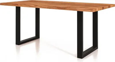 Produktbild von Esstisch Leeds aus Kernbuche massiv 90x200x75 mit Metallfußgestell Schwarz
