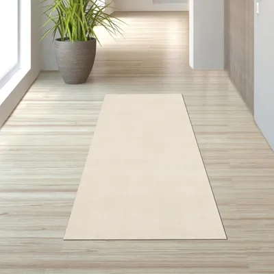 Produktbild von Unifarben Teppich Wohnzimmer Waschbar Pflegeleicht im modernem Design in beige Größe - 80 x 150 cm