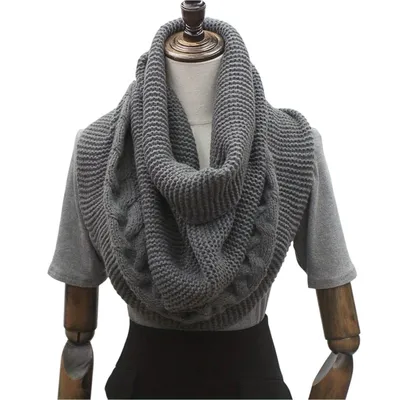 Produktbild von Strickschal Damen Loop Schal Winter Warme Nackenwärmer Halswärmer, Grau