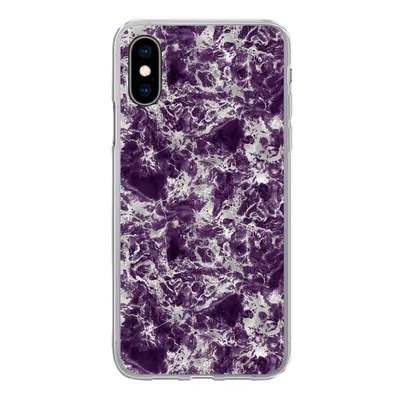 Produktbild von MuchoWow® Handyhülle Schutzhülle Hülle für iPhone X Marmor - Lila - Silber - Muster Silikon Softcase Handy Hülle - Handyhülle