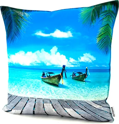 Produktbild von heimtexland ® Outdoorkissen Lotus Effekt 45x45 Garten Dekokissen Wasserabweisend Outdoor Lounge Deko Kissen Typ742 Südsee Boote