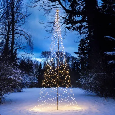 Imagen del producto de Árbol de luces navideño para exteriores, con soporte, de 450 cm