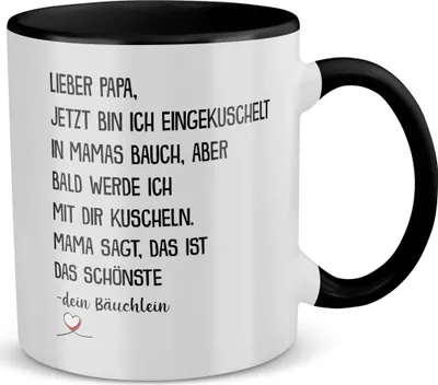 Produktbild von 22Feels Du Wirst Papa Tasse Werdender Vater Geschenk Vatertag Dad To Be Schwangerschaft Männer Kaffeetasse Geburtstag Haferl (Weiss-Schwarz)