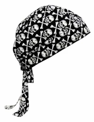 Produktbild von Bandana Cap Skull Bones, Kopftuch mit Totenköpfe mit Knochen, Bandana Headscarf with Skulls, Pañuelo pañuelo Con Calaveras, Foulard Bandana Avec des crânes,Black + White