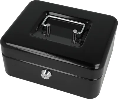 Produktbild von Geldkassette abschließbar (20 cm) Schwarz, 2 Schlüssel, Hartgeldeinsatz