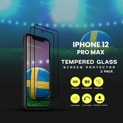 Produktbild von 2-Pack iPhone 12 Pro Max Displayschutzfolie - Gehärtetes Glas 9H - Super Qualität 3D