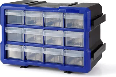 Produktbild von Workpro Mehrzweckcontainer Transparent 12 Schubladen Stapelbar