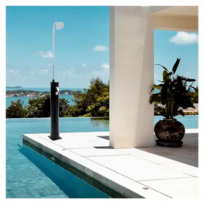 Produktbild von Solardusche Ampend Gartendusche mit 18 L Wassertank, schwenkbarer Duschkopf, max. 60 °C, ohne Strom, 215 cm, Schwarz