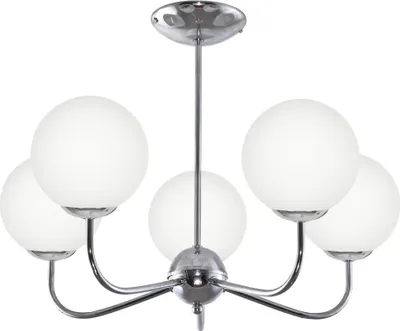 Image de Plafonnier Suspension Chrome Verre Sphère Blanc PATRIK 13-590