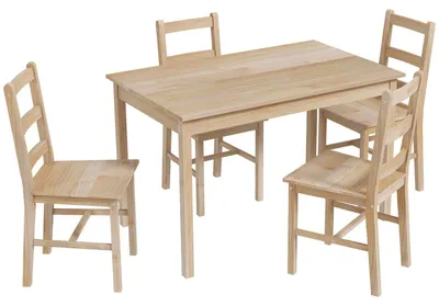 Produktbild von Essgruppe 5-Tlg. Esstisch 4 Stühle Esszimmergruppe Platzsparend Rechteckig Massivholz Natur