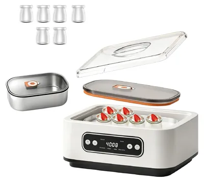 Joghurtbereiter 1,6 l, 6 Gläser, 20 W, Timer, LCD-Display