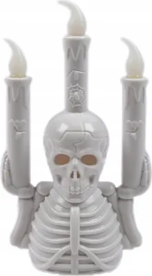 Produktbild von LED Halloween Deko Totenkopf - Leuchtender Kerzenhalter Gruseldeko für Tisch & Fenster