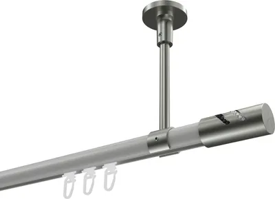 Produktbild von Interdeco Innenlaufstange / Gardinenstange mit Innenlauf Weiß / Edelstahl-Optik, Typ Sonette Zoena (Glitzerzylinder) Deckenmontage, 20 mm Ø 1-läufig, 360 cm