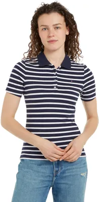 Image de Chemise de sport à manches courtes pour femmes Tommy Hilfiger, motif rayé, coupe slim, multicolore (style breton)