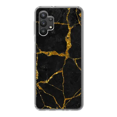 Produktbild von MuchoWow® Handyhülle Schutzhülle Hülle für Samsung Galaxy A32 5G Marmor - Gold - Schwarz - Marmoroptik - Glitter Silikon Softcase Handy Hülle - Softcase