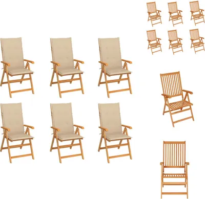 Produktbild von vidaXL Gartenstühle 6 Stk. mit Beigen Kissen Massivholz Teak -  Gartenstühle
