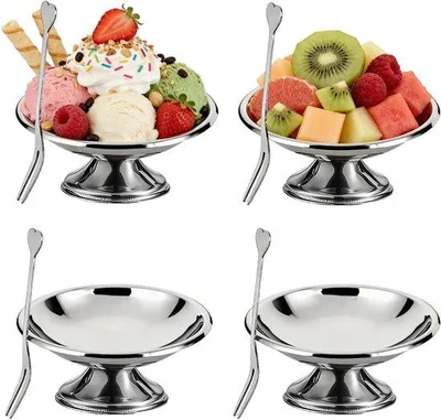 Produktbild von Dessertset aus 4 Metalltassen - 10 cm - Robustes Design - für Salate/Snacks
