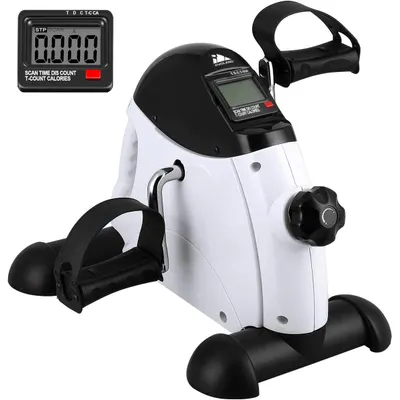 Productafbeelding van Hometrainer mini-fitnessfiets - Pedaaltrainer voor armen en benen - Lcd-display - Instelbare weerstand - Voor thuis en op kantoor
