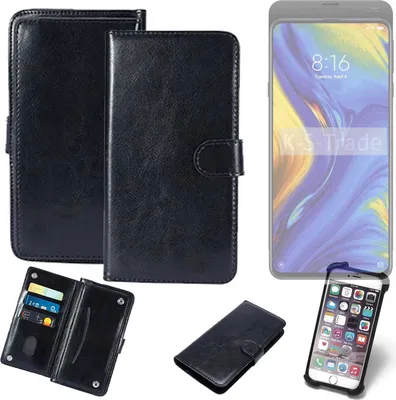 Produktbild von K-S-Trade 360° Hülle kompatibel mit Xiaomi Mi Mix 3 5G schwarz Kunstleder Case BookCase WalletCase Kunstlederederhülle Handyhülle, Rundumschutz