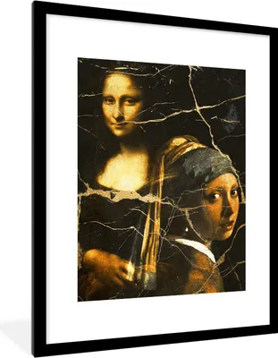 Produktbild von MuchoWow® Gerahmtes Poster Alte Meister - Malerei - Collage 60x80 cm - Poster mit Schwarzem Bilderrahmen Wandposter Rahmen Foto Bilder - Wohnzimmer - Dekorationen - Prämie