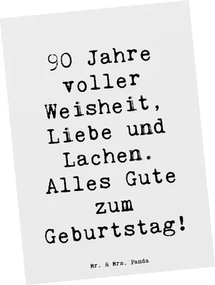 Produktbild von Mr. & Mrs. Panda bildkarte Spruch 90. Geburtstag - Weiß - Geschenk, Grußkarte, Jubiläum, Geburtstagsgeschenk, Postkarten, Happy Birthday, Ansichtskarte, Weisheit