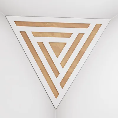 Obrázek produktu pro Balení po 2 kusech – basová past do rohů stropu „Triangle-F“ | Akustická pěna ve tvaru pyramidy s laminovanou deskou z HDF a potahem [SCIFI – bílá | zlatá]