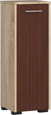 Zdjęcie produktu dla Szafka łazienkowa wolnostojąca: jedne drzwiczki, dwie półki, kolor: dąb sonoma | wenge, wymiary mebla: szer. 30 cm, wys. 82 cm, gł. 30 cm