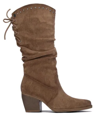 Image de REFRESH - Bottes de cowboy, chaussures de randonnée pour femmes, couleur taupe - Chaussures confortables et polyvalentes