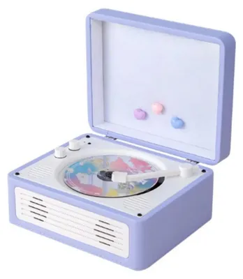 Obrázek produktu pro Retro CD přehrávač s reproduktory – přenosný boombox – LED osvětlení – akumulátor 3000 mAh – dálkové ovládání – fialová