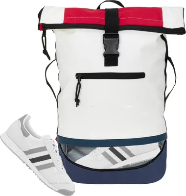 Produktbild von Rucksack Plane Time Bag COMP 25 L Kurierrucksack Roll-Top Herren Jungen Freizeitrucksack Geheimfach Brustgurt Laptoprucksack Bodenfach 12823 Tri Color WBR (weiss-blau-rot)