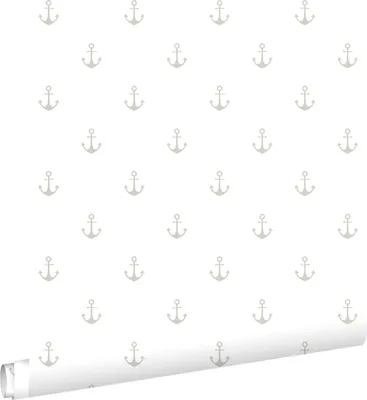 Immagine prodotto di ESTAhome carta da parati ancore bianco e argento 53 cm x 10.05 m