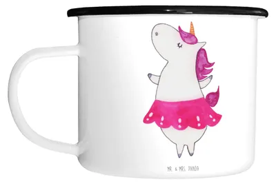 Produktbild von Mr. & Mrs. Panda Teetasse Einhorn Ballerina - Weiß - Geschenk, Große Tasse, emaillebecher, Deko, Lebensfreude, Haferl, Unicorn, Geburtstag, Spaß, Pott, Emaille, Wohnung