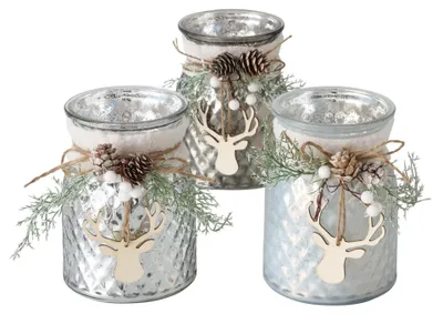 Immagine prodotto di Boltze Home Portacandela in vetro con decorazioni natalizie H16cm