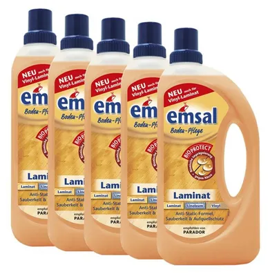Produktbild von 5x emsal Boden-Pflege Laminat 1 Liter mit Bioprotect - für Laminat, Linoleum &