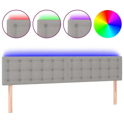 Obrázok produktu pre vidaXL LED čelo postele Light Grey 200x5x78/88 cm Látka