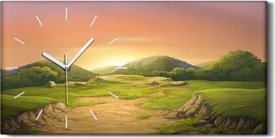 Produktbild von Dekor Leinwand Uhr Wandbilder Geräuschlos 60x30 Sonnenuntergang auf den Klippen - weiße Hände