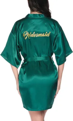 Produktbild von Schönheits Kimono Badrobe für Hochzeit & Trauzeugen V-Ärmel Damenmantel mit Gürtel (Größe L, Tiefschwarz)