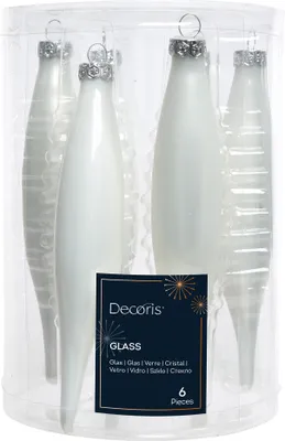Produktbild von Christbaumschmuck Eiszapfen 15cm Glas 6er Set - Winterweiß