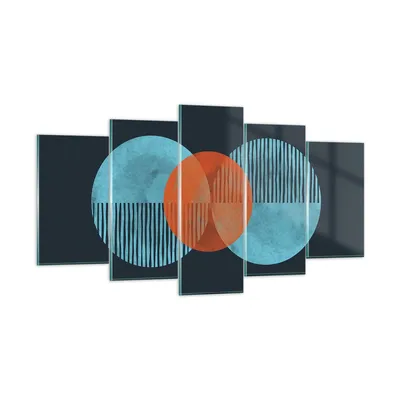 Produktbild von Bilder auf glas - 5 Teile - Abstraktion Räder Gürtel - 160x85cm - Glasbilder - Wandbilder - Bilder - zum Aufhängen bereit - Wanddekoration aus Glas - Glas Bilder - Wandbild auf Glas - GEA160x85-4670
