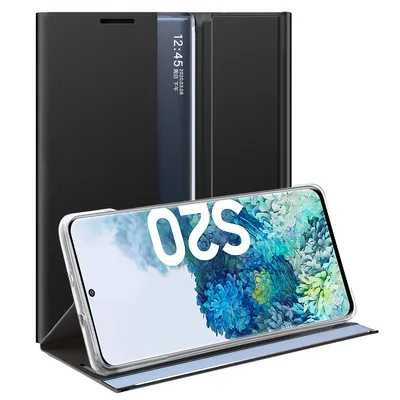 Obrázek produktu pro Galaxy S20 Pouzdro, Slim Flip Kožené Pouzdro s Okénkem a Stojánkem pro Samsung Galaxy S20 černé