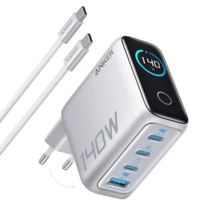 Obrázok produktu pre Sieťová nabíjačka Anker Zolo 140 W, 3xUSB-C, 1xUSB-A, PD 3.1, strieborná
