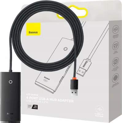 Image de Hub externe Baseus Lite, ports USB : 4 ports USB 3.0, connexion via USB 3.0, longueur 2 m, noir, « WKQX030201 » - 6932172606220