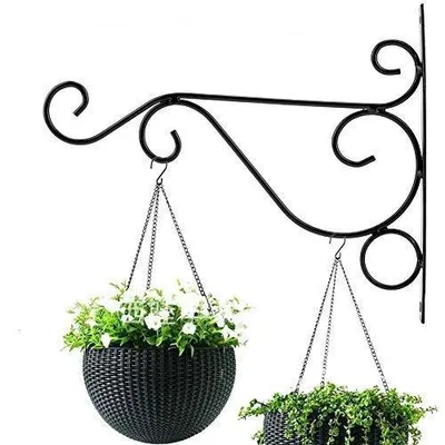 Pflanzenhalter aus Eisen, Wandmontage, 25x21 cm, schwarz